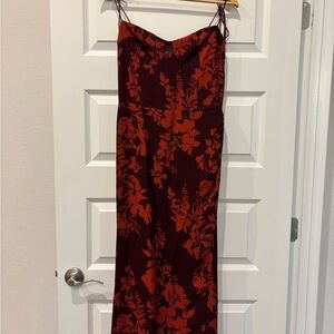 Reformation Burgundy and Red Floral Dress